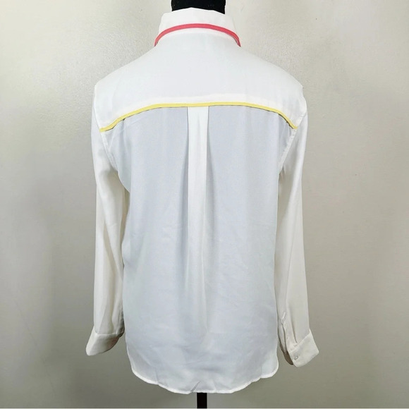 Banana Republic Womens Size Xsmall Color Accents Button Up Blouse Ivory Color - Picture 2 of 16